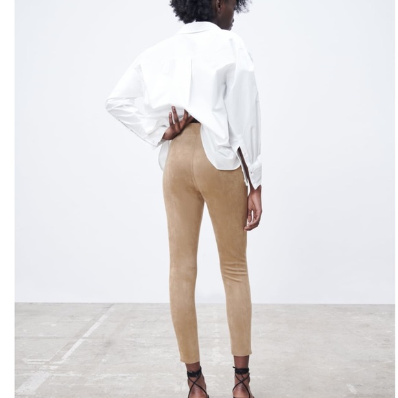 NWT faux suede legging skinny pants | Zara cropped work pants size xs - Picture 6 of 7